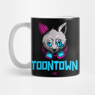 Cyberpunk Feline Fusion Town town YXE Logo Design Mug